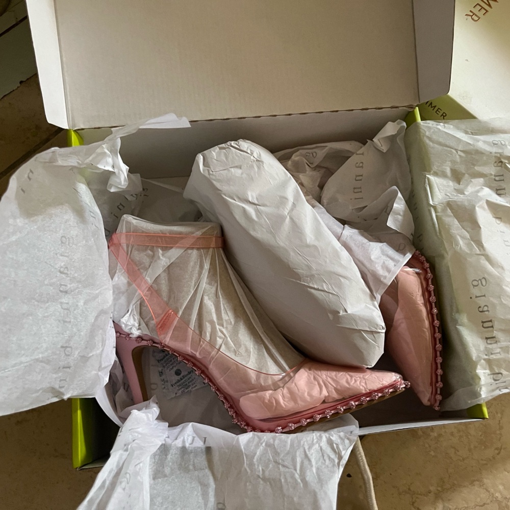 Brand new in box pink Gianni Binni clear heels